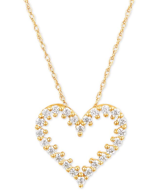 Macy's Diamond Heart 18" Pendant Necklace (1/4 ct. t.w.) in 10k Gold & Reviews - Necklaces  - Jewelry & Watches - Macy's