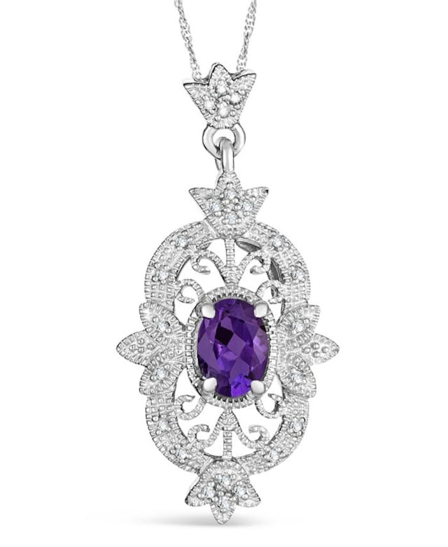 Macy's Amethyst (1-5/8 ct. t.w.) and Diamond (1/10 ct. t.w.) Pendant Necklace in Sterling Silver. Also Available in Blue Topaz & Reviews - Necklaces  - Jewelry & Watches - Macy's