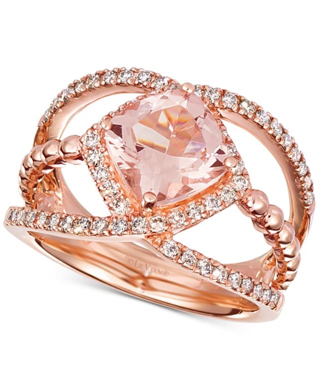 Le Vian Peach Morganite (1-5/8 ct. t.w.) & Diamond (3/8 ct. t.w.) in 14k Rose Gold & Reviews - Rings - Jewelry & Watches - Macy's