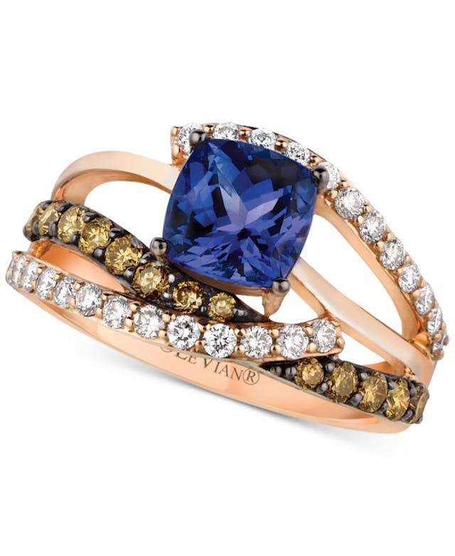 Le Vian Chocolatier® Blueberry Tanzanite® (1-3/8 ct. t.w.) & Diamond (7/8 ct. t.w.) Ring in 14k Rose Gold & Reviews - Rings - Jewelry & Watches - Macy's