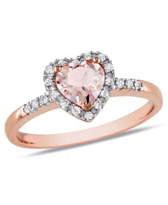 Macy's Morganite and Diamond Halo Heart Ring & Reviews - Rings - Jewelry & Watches - Macy's