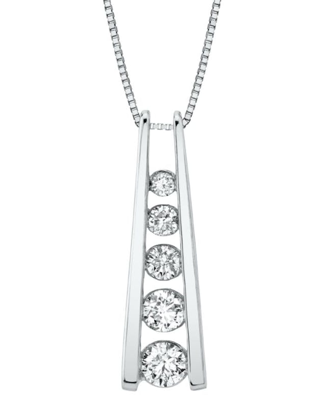 Macy's Diamond Journey 18" Pendant Necklace (1/2 ct. t.w.) in 14k White gold & Reviews - Necklaces  - Jewelry & Watches - Macy's