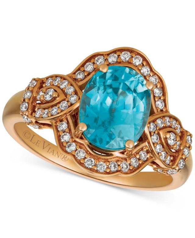 Le Vian Blue Zircon (1-9/10 ct. t.w.) & Diamond (3/4 ct.t.w.) Ring in 14k Rose Gold & Reviews - Rings - Jewelry & Watches - Macy's