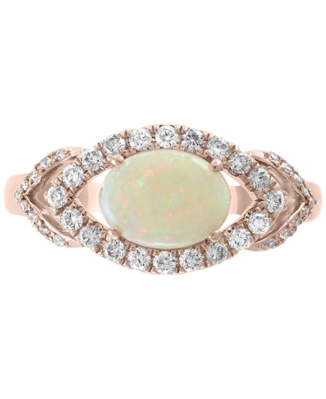EFFY Collection EFFY® Opal (5/8 ct. t.w.) & Diamond (1/3 ct. t.w.) Ring in 14k Rose Gold & Reviews - Rings - Jewelry & Watches - Macy's