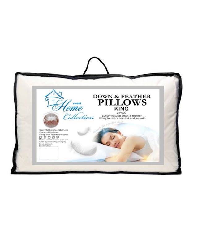 Sweet Home Collection Down and Feather Blend 100% Cotton Cover Premium King Pillow 2-Pack & Reviews - Pillows - Bed & Bath - Macy's