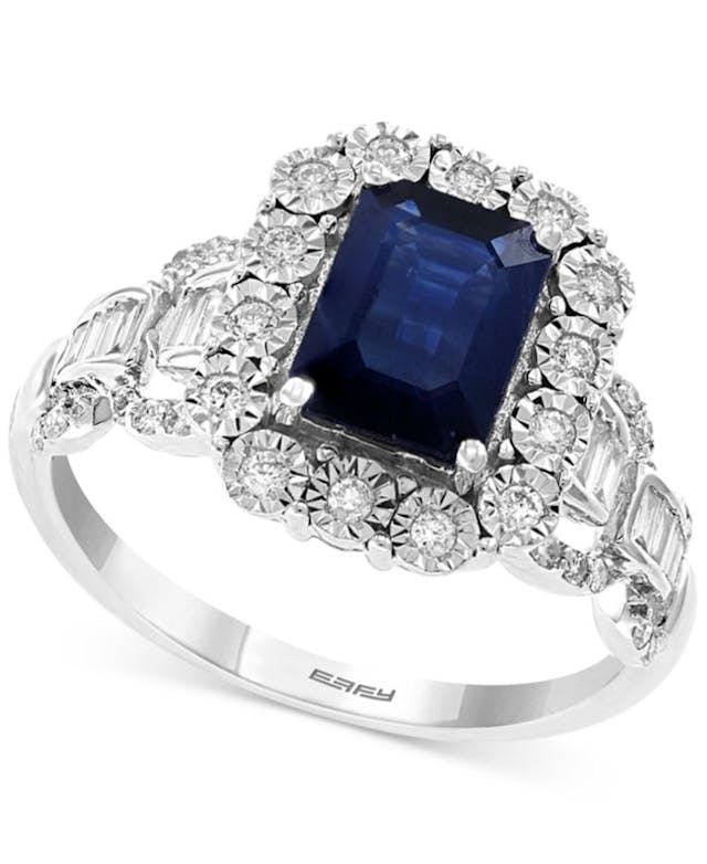 EFFY Collection EFFY® Sapphire (1-1/2 ct. t.w.) & Diamond (1/3 ct. t.w.) Statement Ring in 14k White Gold & Reviews - Rings - Jewelry & Watches - Macy's