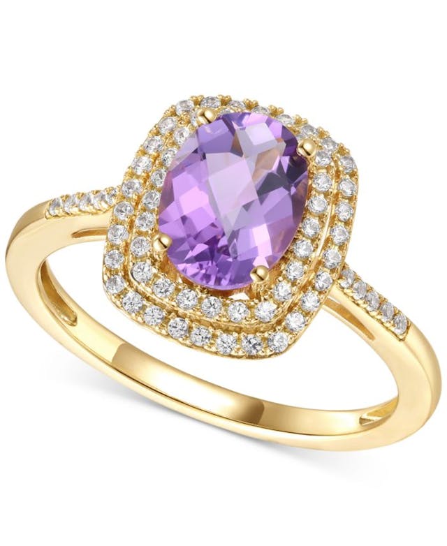 Macy's Amethyst (1-1/4 ct. t.w.) & Diamond (1/4 ct. t.w.) Ring in 14k Gold & Reviews - Rings - Jewelry & Watches - Macy's