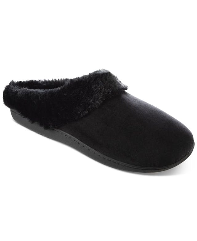 Isotoner Signature Women's Velour Boxed Slippers With Faux-Fur Trim & Reviews - Slippers - Shoes - Macy's