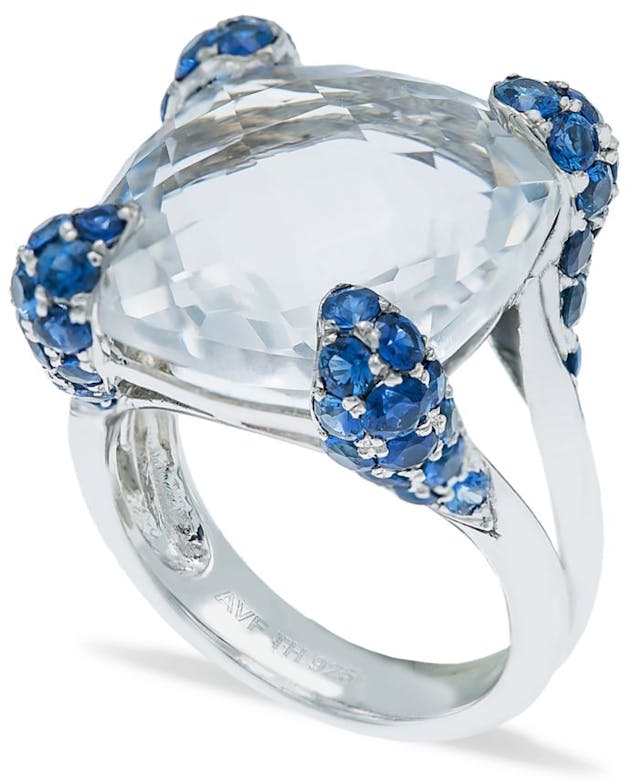 Macy's White Quartz (14-1/2ct) Blue Sapphire (2-1/4 ct. t.w.) Ring in Sterling Silver & Reviews - Rings - Jewelry & Watches - Macy's