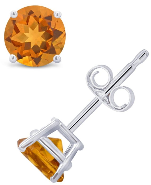 Macy's Citrine (9/10 ct. t.w.) Stud Earrings in 14K White or Yellow Gold & Reviews - Earrings - Jewelry & Watches - Macy's