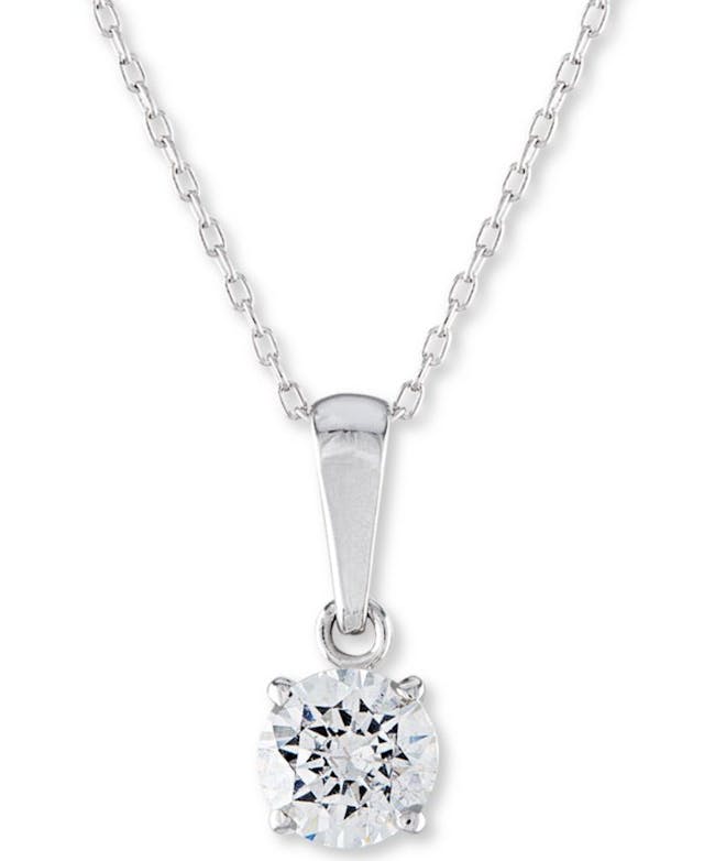Macy's Certified Diamond Solitaire 18" Pendant Necklace (1/2 ct. t.w.) in 14k White Gold & Reviews - Necklaces  - Jewelry & Watches - Macy's
