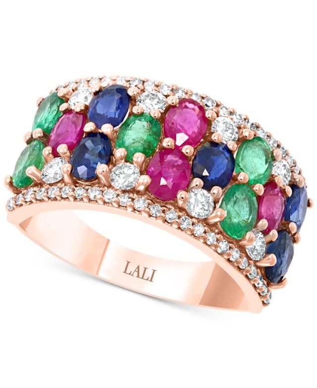 Macy's LALI Jewels Multi-Gemstone (3-1/6 ct. t.w.) & Diamond (1/2 ct. t.w.) & Reviews - Rings - Jewelry & Watches - Macy's