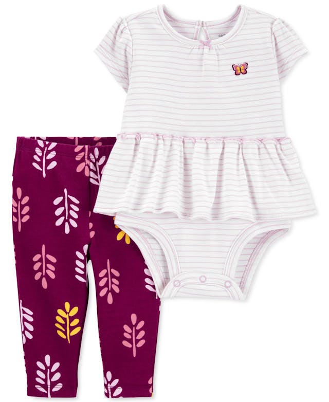 Carter's Baby Girls 2-Pc. Peplum Bodysuit & Printed Pants Set & Reviews - Sets & Outfits - Kids - Macy's