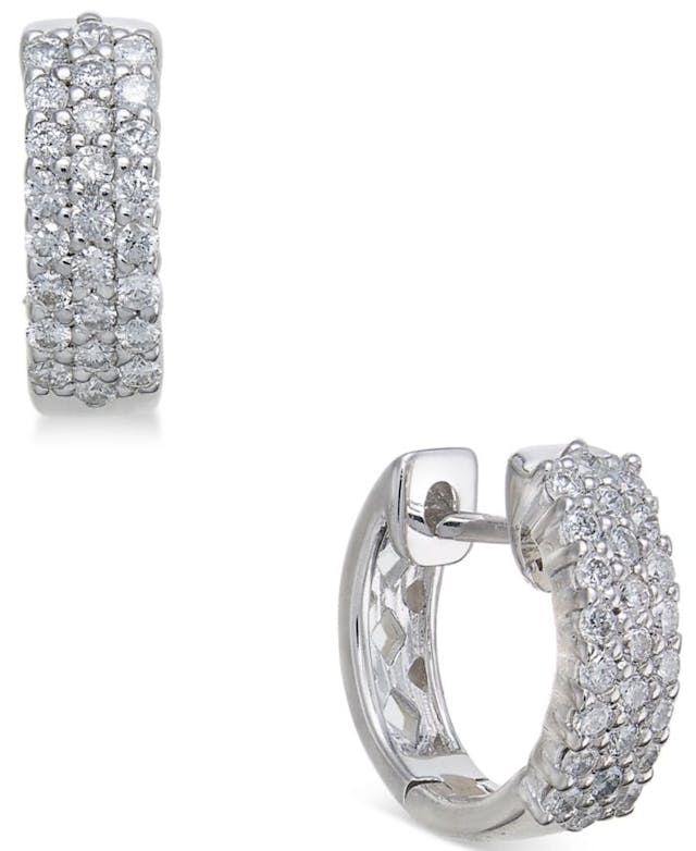 Macy's Diamond Hoop Earrings (1/2 ct. t.w.) in 14k White Gold & Reviews - Earrings - Jewelry & Watches - Macy's