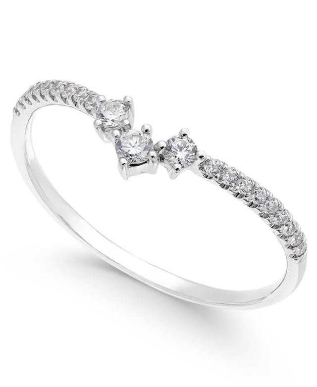 Macy's Diamond Curved Band (1/5 ct. t.w.) in 14k White Gold & Reviews - Rings - Jewelry & Watches - Macy's