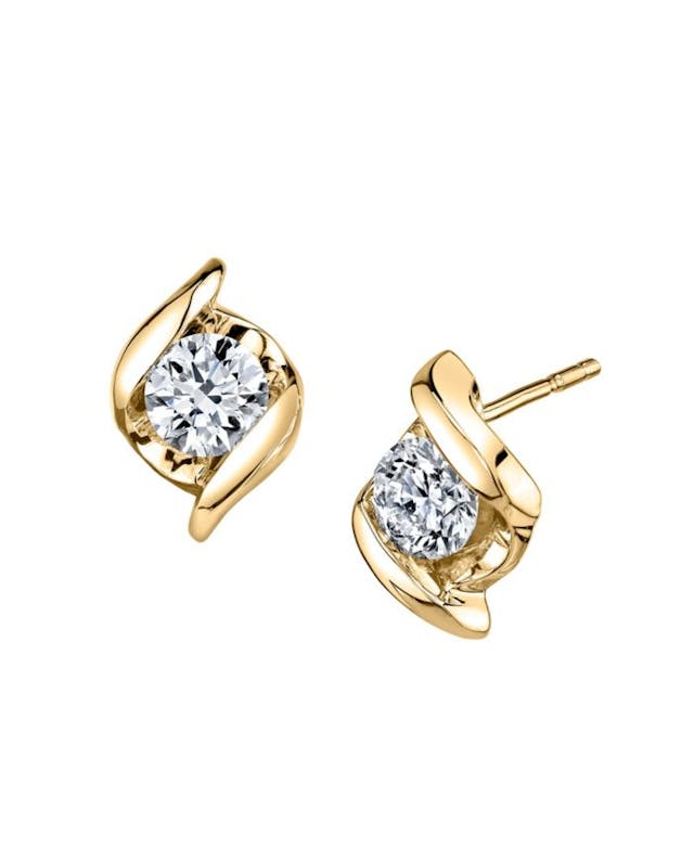 Sirena Diamond (1/5 ct. t.w.) Twist Earrings in 14k Yellow Gold & Reviews - Earrings - Jewelry & Watches - Macy's