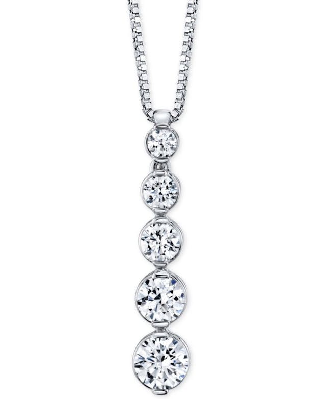 Macy's Diamond Journey 5-Stone 18" Pendant Necklace (1 ct. t.w.) in 14k White Gold & Reviews - Necklaces  - Jewelry & Watches - Macy's