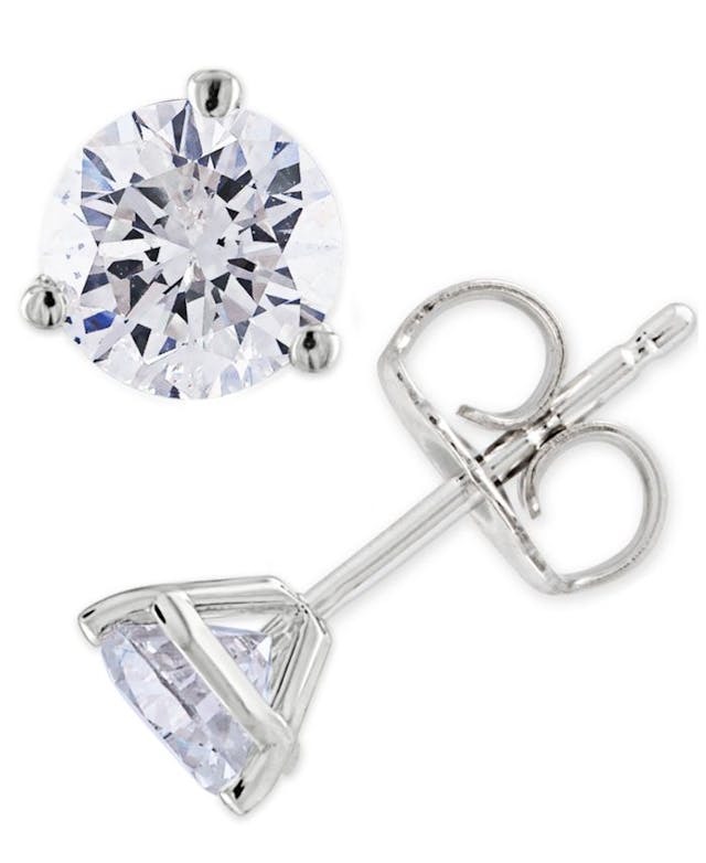Macy's Certified Diamond (2 ct. t.w.) Stud Earrings in 14K White or Yellow Gold & Reviews - Earrings - Jewelry & Watches - Macy's