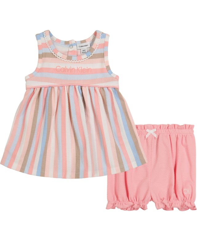Calvin Klein Baby Girls Multi-Stripe Logo Top and Bloomers Set, 2 Piece & Reviews - Sets & Outfits - Kids - Macy's
