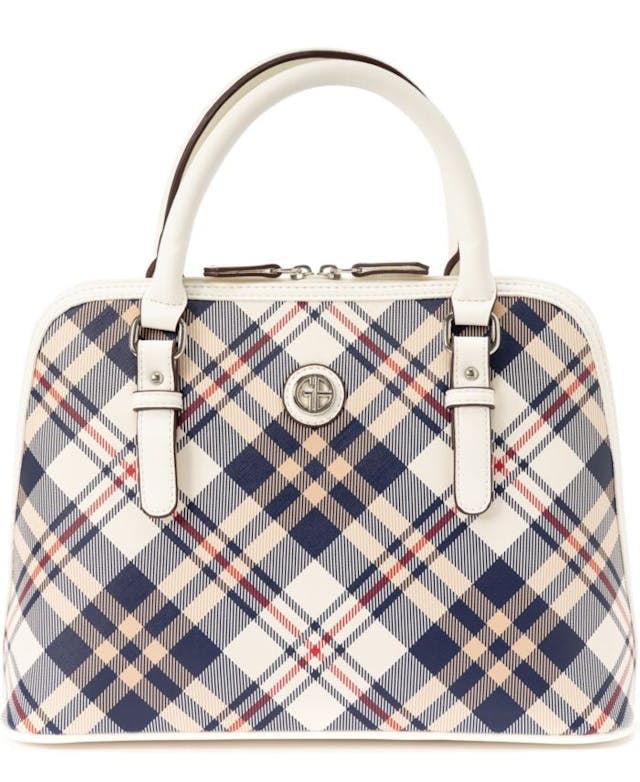 Giani Bernini Saffiano Plaid Dome Satchel, Created for Macy's & Reviews - Handbags & Accessories - Macy's