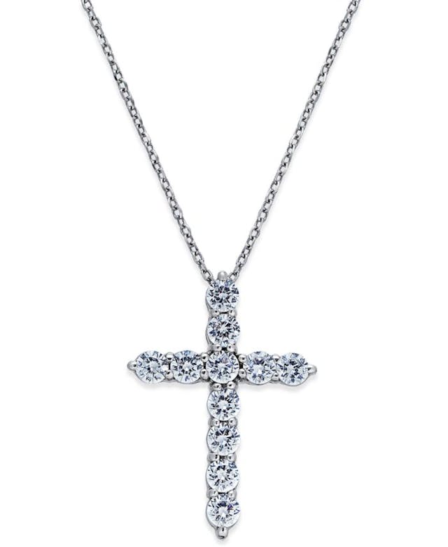 Macy's Diamond Cross Pendant Necklace (1 ct. t.w.) in 14k White Gold & Reviews - Necklaces  - Jewelry & Watches - Macy's