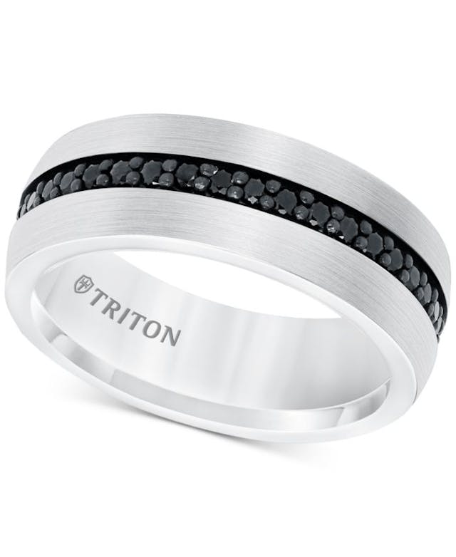 Triton Black Sapphire Band (7/8 ct. t.w.) in White Tungsten Carbide & Reviews - Rings - Jewelry & Watches - Macy's
