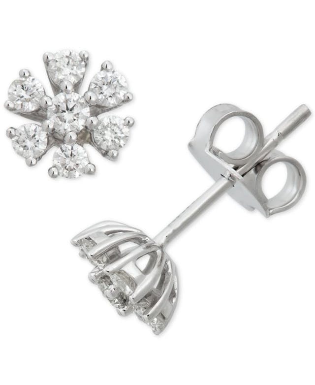 Macy's Diamond Floral Starburst Stud Earrings (1/4 ct. t.w.) in 14k White Gold & Reviews - Earrings - Jewelry & Watches - Macy's