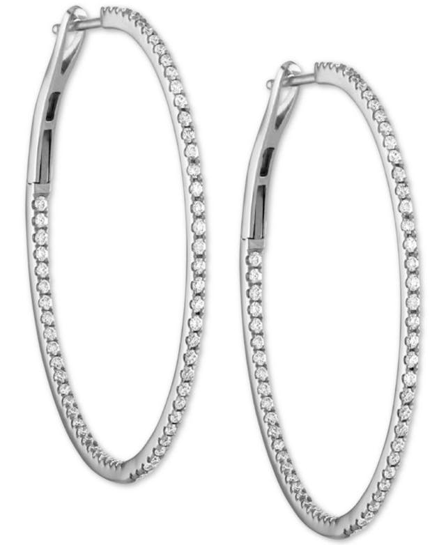 Macy's Diamond In & Out Medium Hoop Earrings (3/4 ct. t.w.) in 14k White Gold, 1.18" & Reviews - Earrings - Jewelry & Watches - Macy's