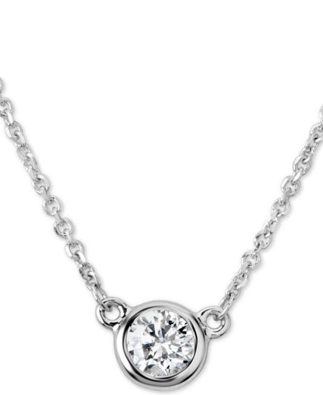 Macy's Certified Diamond Bezel Pendant Necklace (1/4 ct. t.w.) in 14k White Gold, 16" + 2" extender & Reviews - Necklaces  - Jewelry & Watches - Macy's
