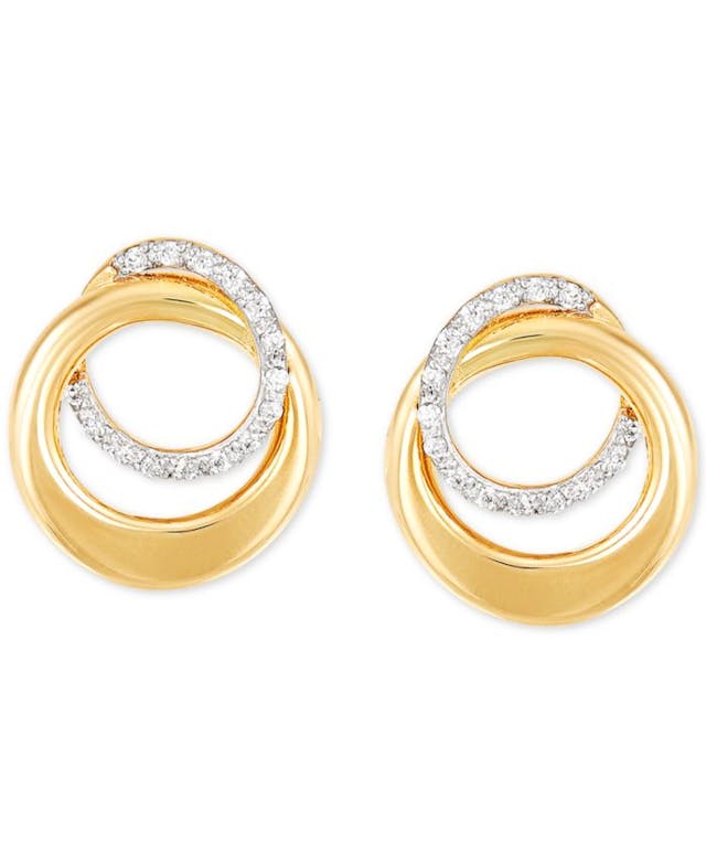 Macy's Diamond Interlocking Circle Stud Earrings (1/10 ct. t.w.) in 10k Gold & Reviews - Earrings - Jewelry & Watches - Macy's