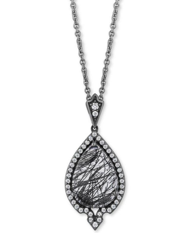 Enchanted Disney Fine Jewelry Enchanted Disney Villains Black Rutile Quartz (4-5/8 ct. t.w.) & Diamond (1/4 ct. t.w.) Maleficent Mirror Pendant Necklace in Sterling Silver, 16" + 2" Extender & Reviews - Necklaces  - Jewelry & Watches - Macy's