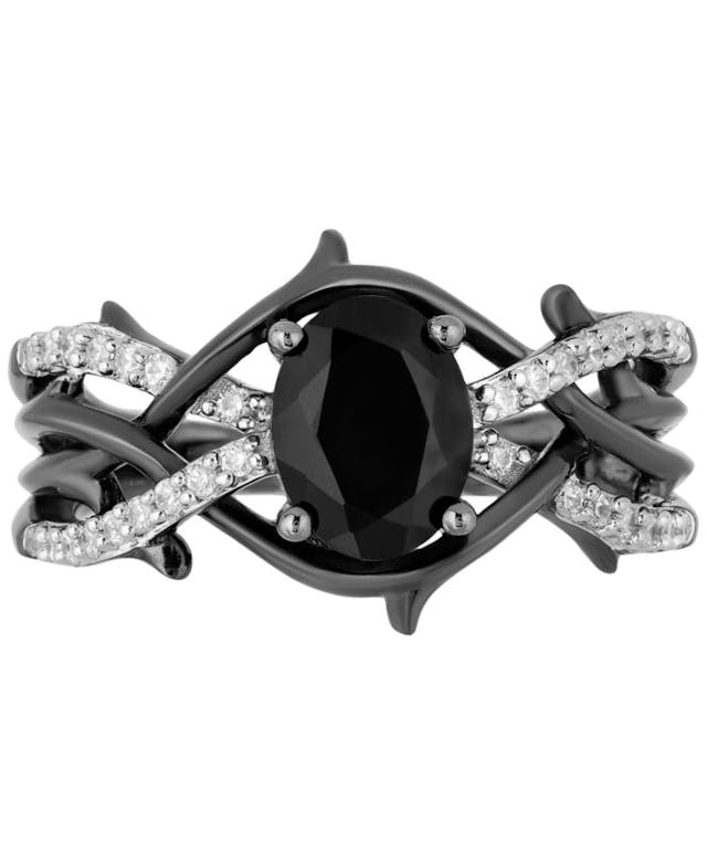 Macy's Enchanted Disney Villains Onyx & Diamond (1/5 ct. t.w.) Maleficent Ring in Sterling Silver & Reviews - Rings - Jewelry & Watches - Macy's