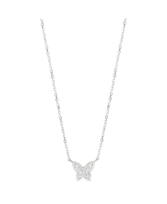 Unwritten Fine Silver Plated Cubic Zirconia Butterfly Pendant Necklace, 16"+2" Extender & Reviews - Necklaces - Jewelry & Watches - Macy's