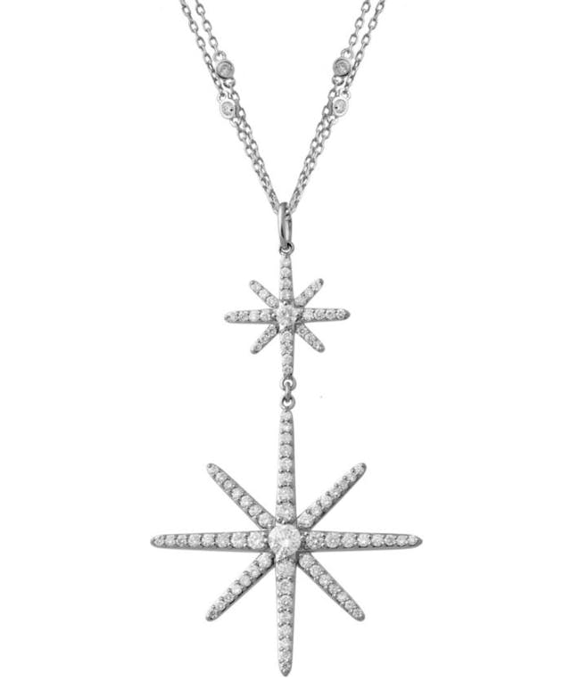 Macy's Diamond Double Starburst 19" Pendant Necklace (2 ct. t.w.) in 14k White Gold & Reviews - Necklaces  - Jewelry & Watches - Macy's