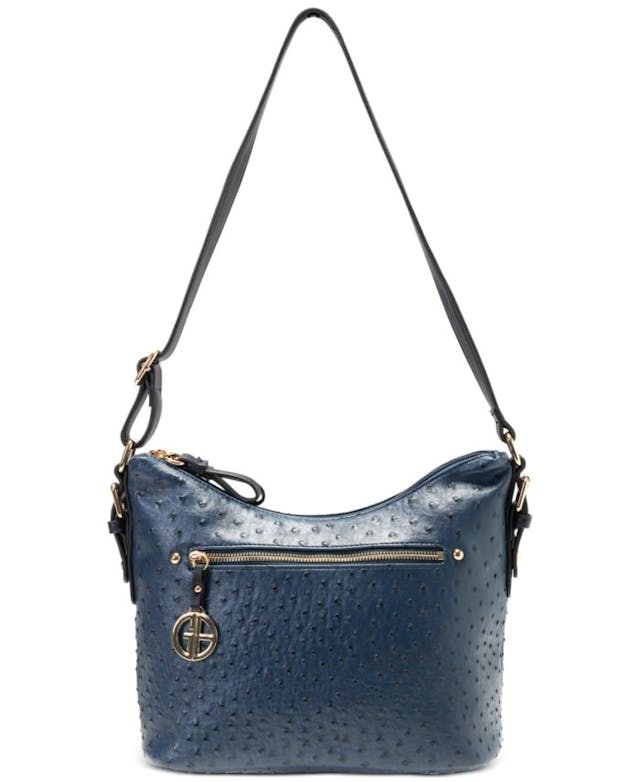 Giani Bernini Embossed Faux Ostrich Hobo, Created for Macy's & Reviews - Handbags & Accessories - Macy's