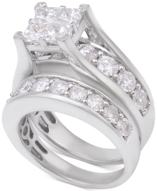 Macy's Diamond Channel-Set Bridal Set (4 ct. t.w.) in 14k White Gold & Reviews - Rings - Jewelry & Watches - Macy's