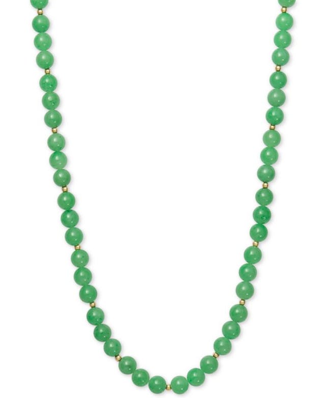 Macy's Dyed Jade  (8mm) & Gold Ball Beaded 18" Collar Necklace in 14k Gold & Reviews - Necklaces  - Jewelry & Watches - Macy's