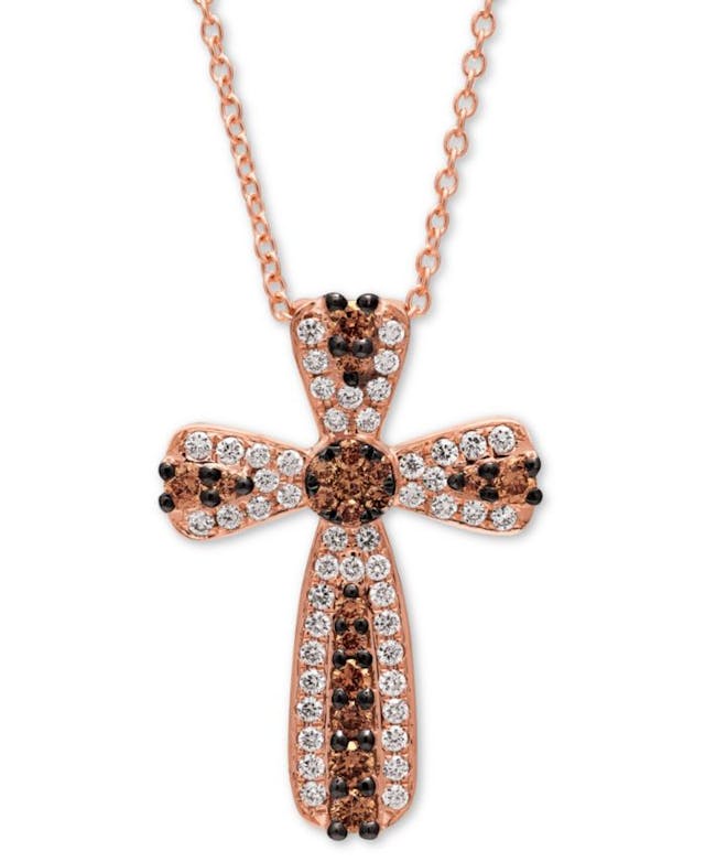Le Vian Chocolatier® Diamond Cross 18" Pendant Necklace (3/8 ct. t.w.) in 14k Rose Gold & Reviews - Necklaces  - Jewelry & Watches - Macy's
