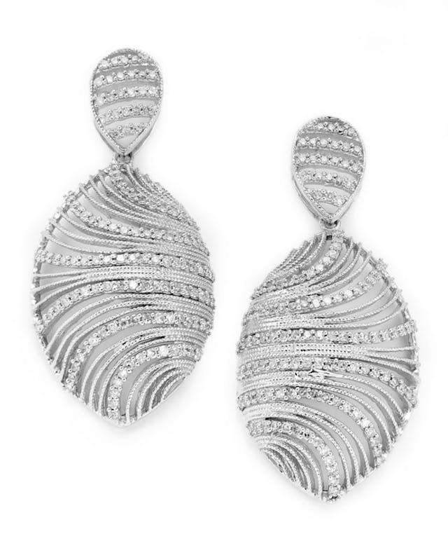 Macy's Diamond Shell Earrings in Sterling Silver (1 ct. t.w.) & Reviews - Earrings - Jewelry & Watches - Macy's