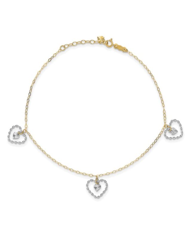 Macy's Heart Anklet in 14k Yellow and White Gold & Reviews - Bracelets - Jewelry & Watches - Macy's
