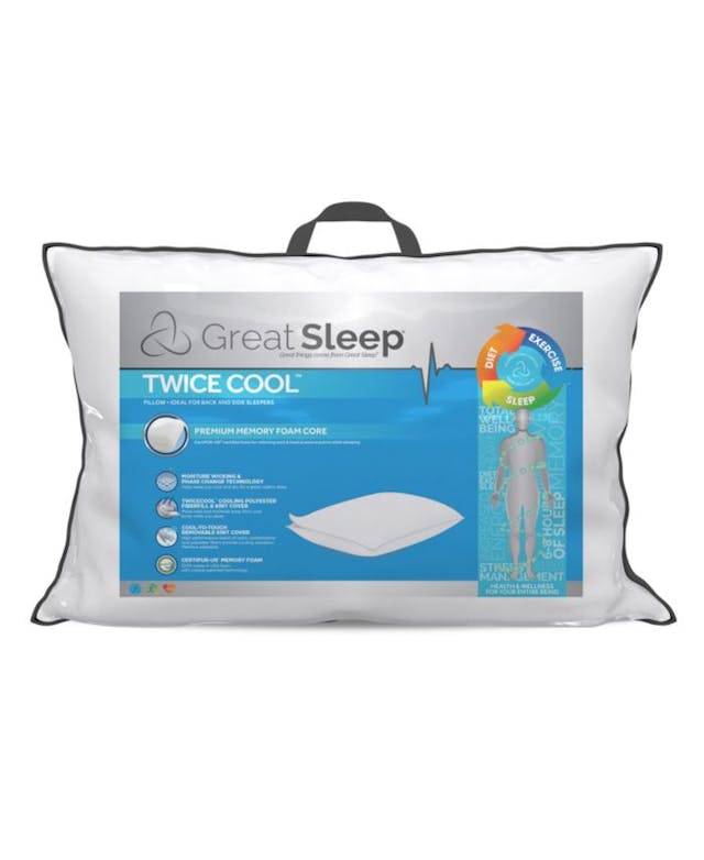 Great Sleep Twice Cool Premium Memory Foam Core  Standard/Queen Pillow & Reviews - Pillows - Bed & Bath - Macy's