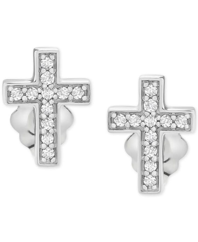 Wrapped Diamond Cross Stud Earrings (1/10 ct. t.w.) in 14k White Gold, Created for Macy's & Reviews - Earrings - Jewelry & Watches - Macy's