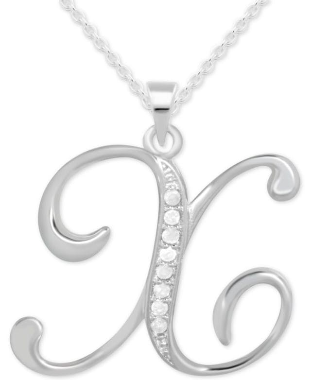 Macy's Diamond X Initial 18" Pendant Necklace (1/10 ct. t.w.) in Sterling Silver & Reviews - Necklaces  - Jewelry & Watches - Macy's