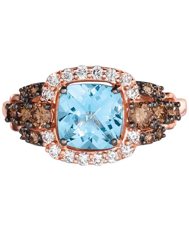 Le Vian Chocolatier® Blue Topaz (1-1/2 ct. t.w.) & Diamond (5/8 ct. t.w.) Ring in 14k Strawberry Gold & Reviews - Rings - Jewelry & Watches - Macy's