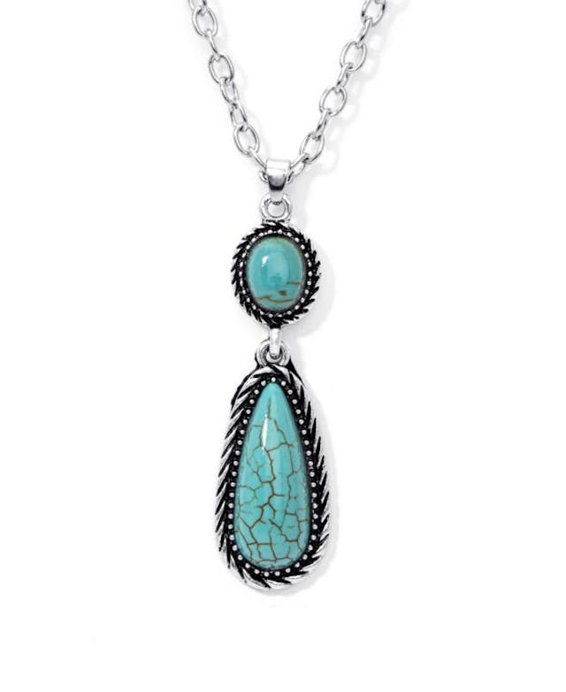 Macy's Simulated Turquoise in Fine Silver Plated Teardrop Pendant Necklace & Reviews - Necklaces - Jewelry & Watches - Macy's