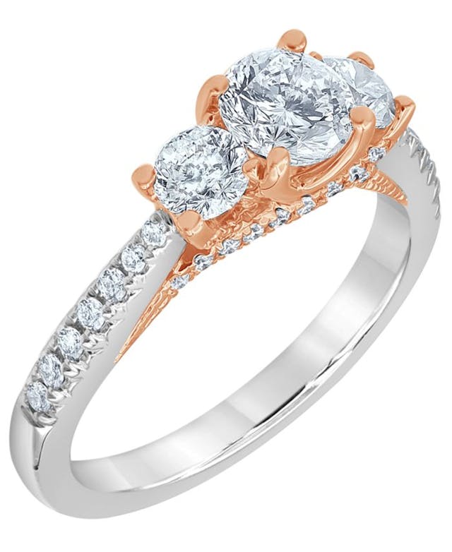 Macy's Diamond Engagement Ring (1 1/2 ct. t.w.) in 14K White and Rose Gold & Reviews - Rings - Jewelry & Watches - Macy's