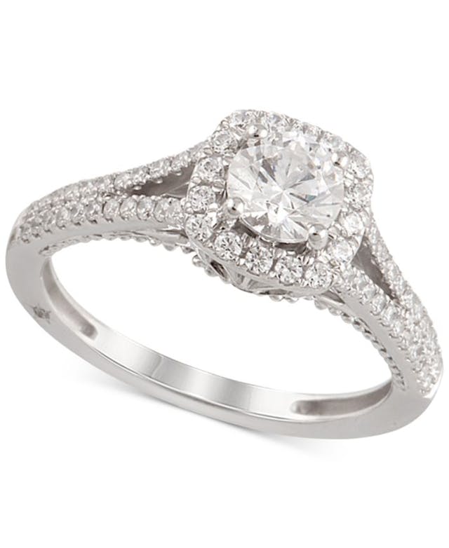 Marchesa Certified Diamond Engagement Ring (1-1/4 ct. t.w.) in 18k White Gold, Created for Macy's  & Reviews - Rings - Jewelry & Watches - Macy's