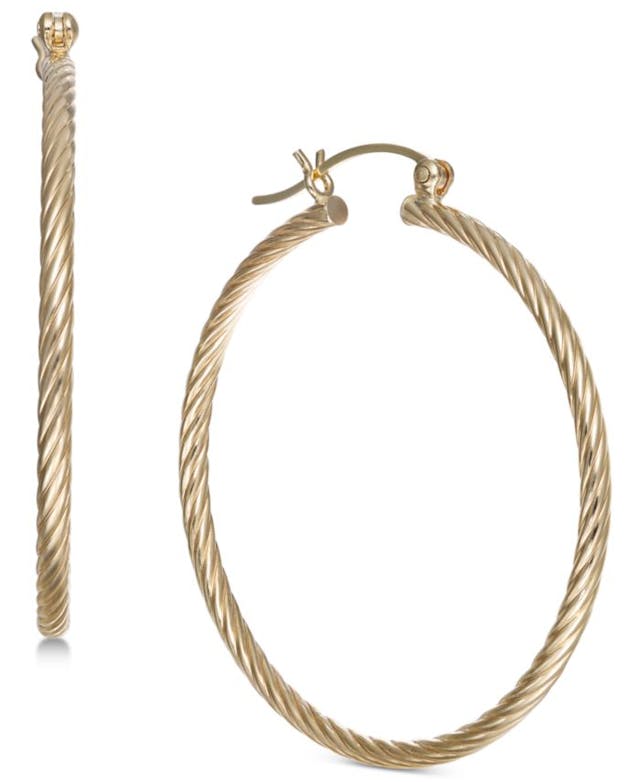 Macy's Corrugated Medium Hoop Earrings in 14k Gold & Reviews - Earrings - Jewelry & Watches - Macy's
