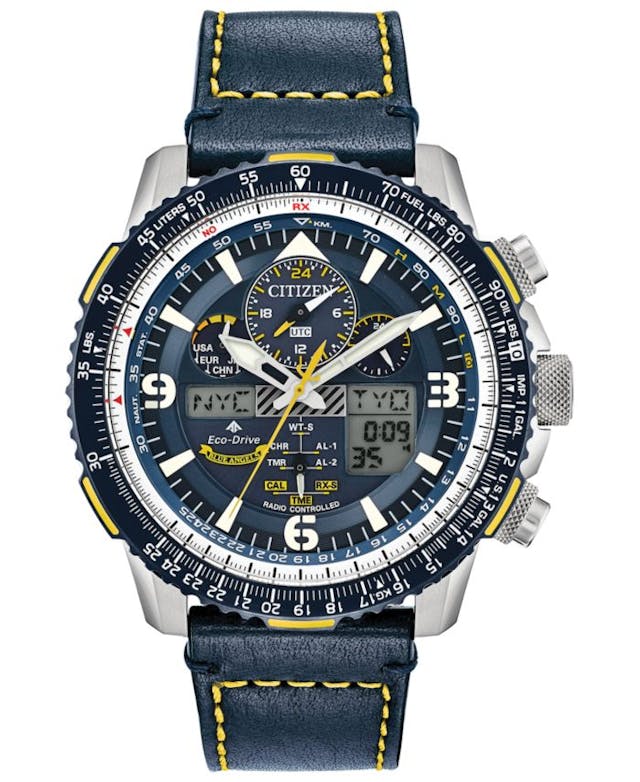 Citizen Eco-Drive Men's Analog-Digital Chronograph Promaster Blue Angels Skyhawk A-T Blue Leather Strap Watch 46mm & Reviews - All Fine Jewelry - Jewelry & Watches - Macy's