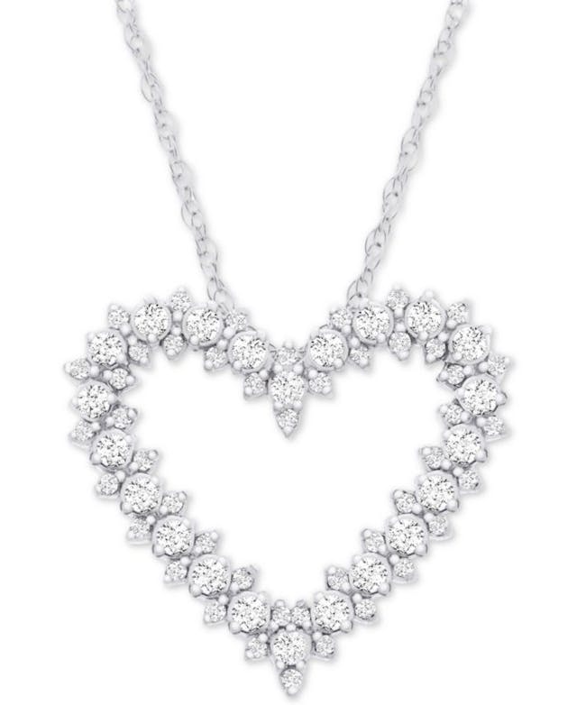 Macy's Diamond Heart 18" Pendant Necklace (1/2 ct. t.w.) in 14k White Gold & Reviews - Necklaces  - Jewelry & Watches - Macy's